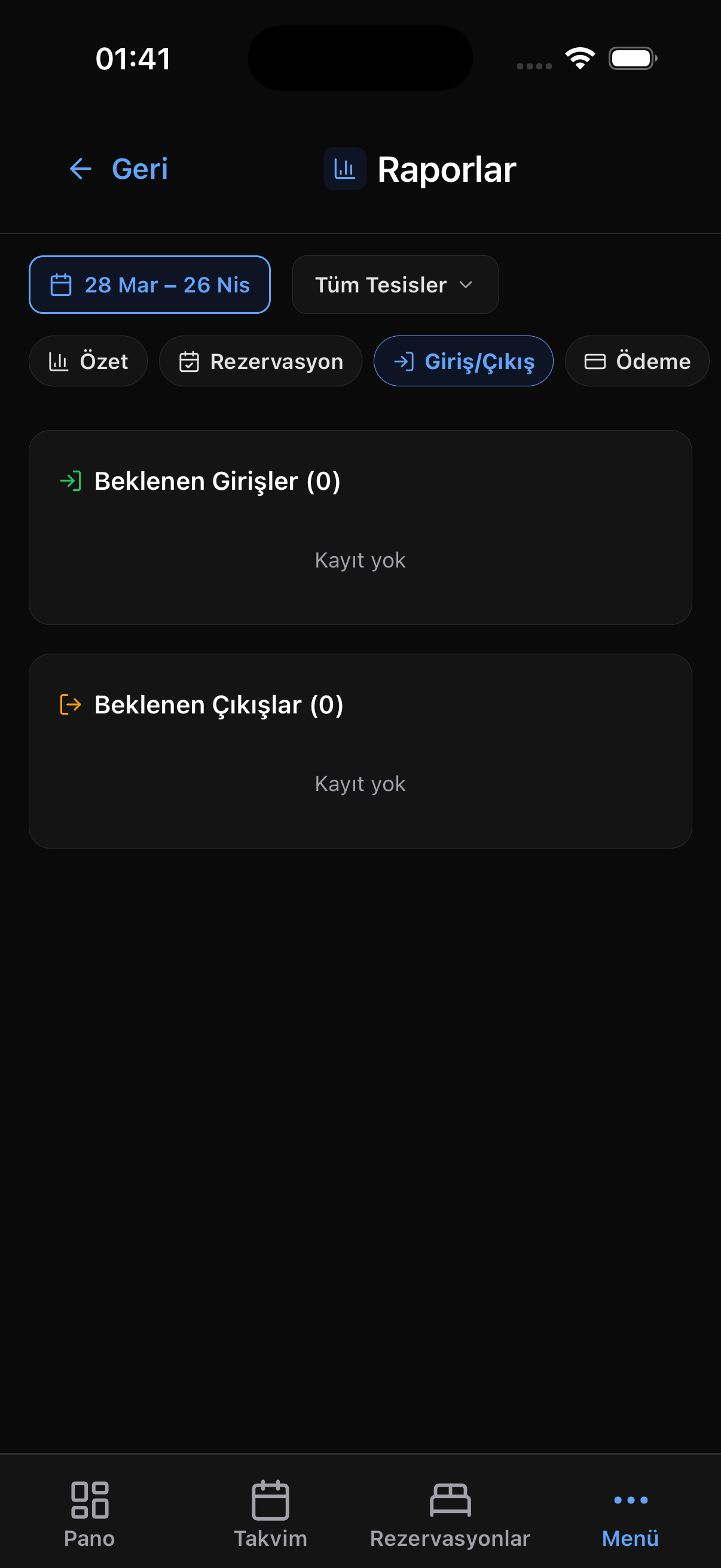 Kuvve.app mobil uygulama Giriş/Çıkış ekranı